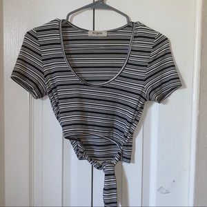 striped black and white crop top